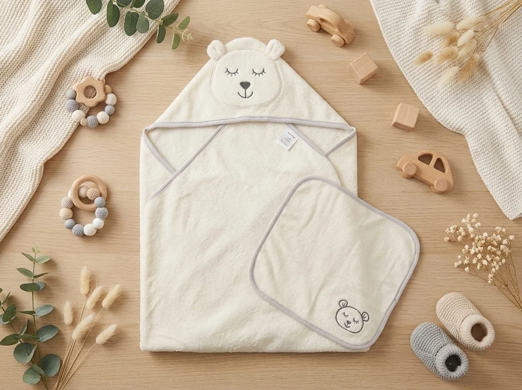 Hooded+Face Towel - Beige Teddy Bear - 76\*76+25\*25cm