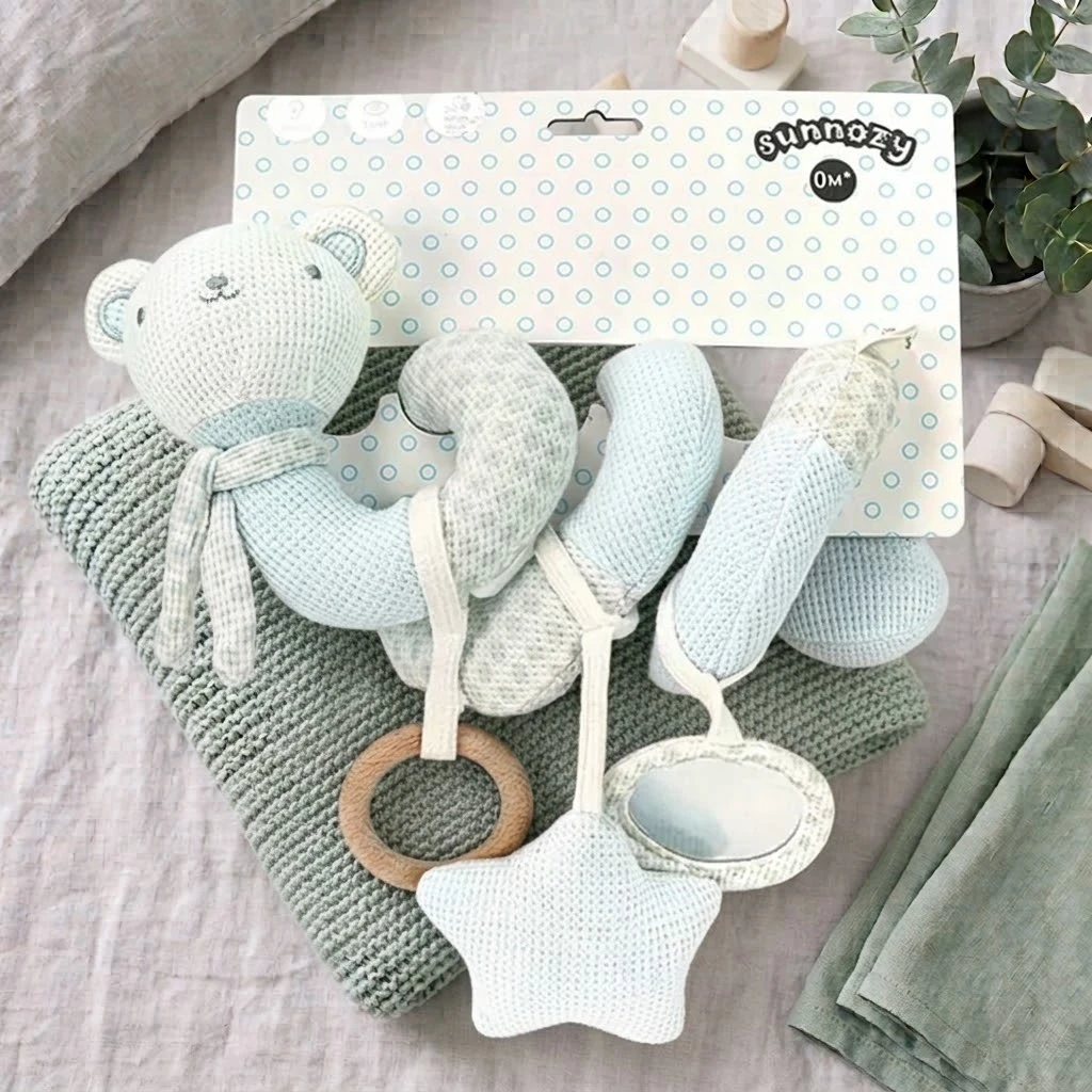 Sunnozy-Waffle Crib Mobile - blue bear - 0+
