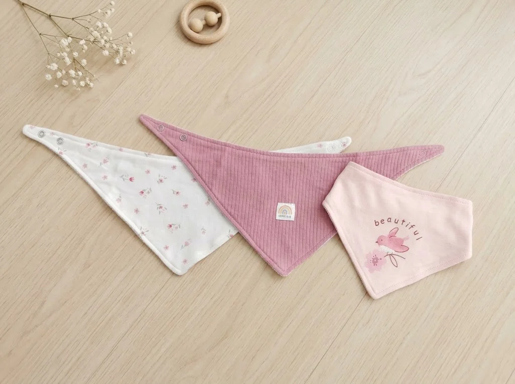 Sunnozy-3Pcs 3Angle Saliva Acarf - flowers and birds - 0+