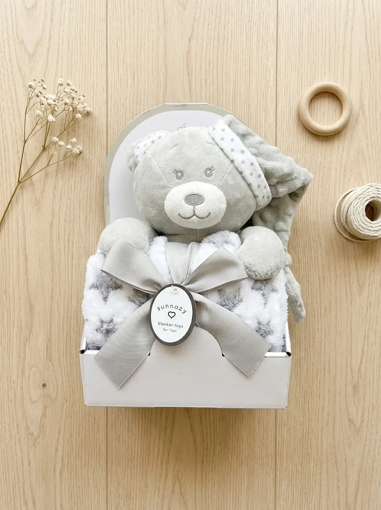 Sunnozy -Blanket+toy - gray bear - 75\*100cm