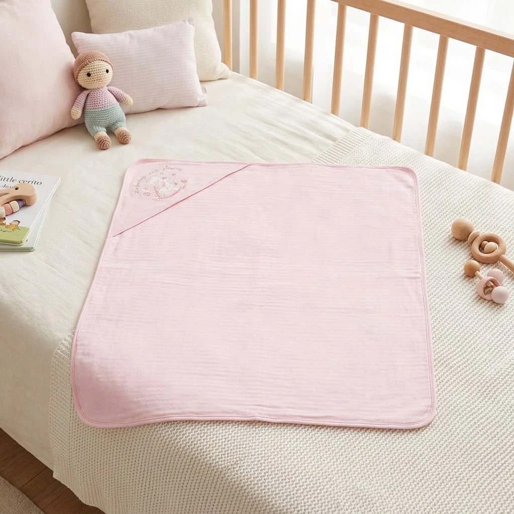Hooded blanket - Pink wooden horse bunny - 80\*80cm