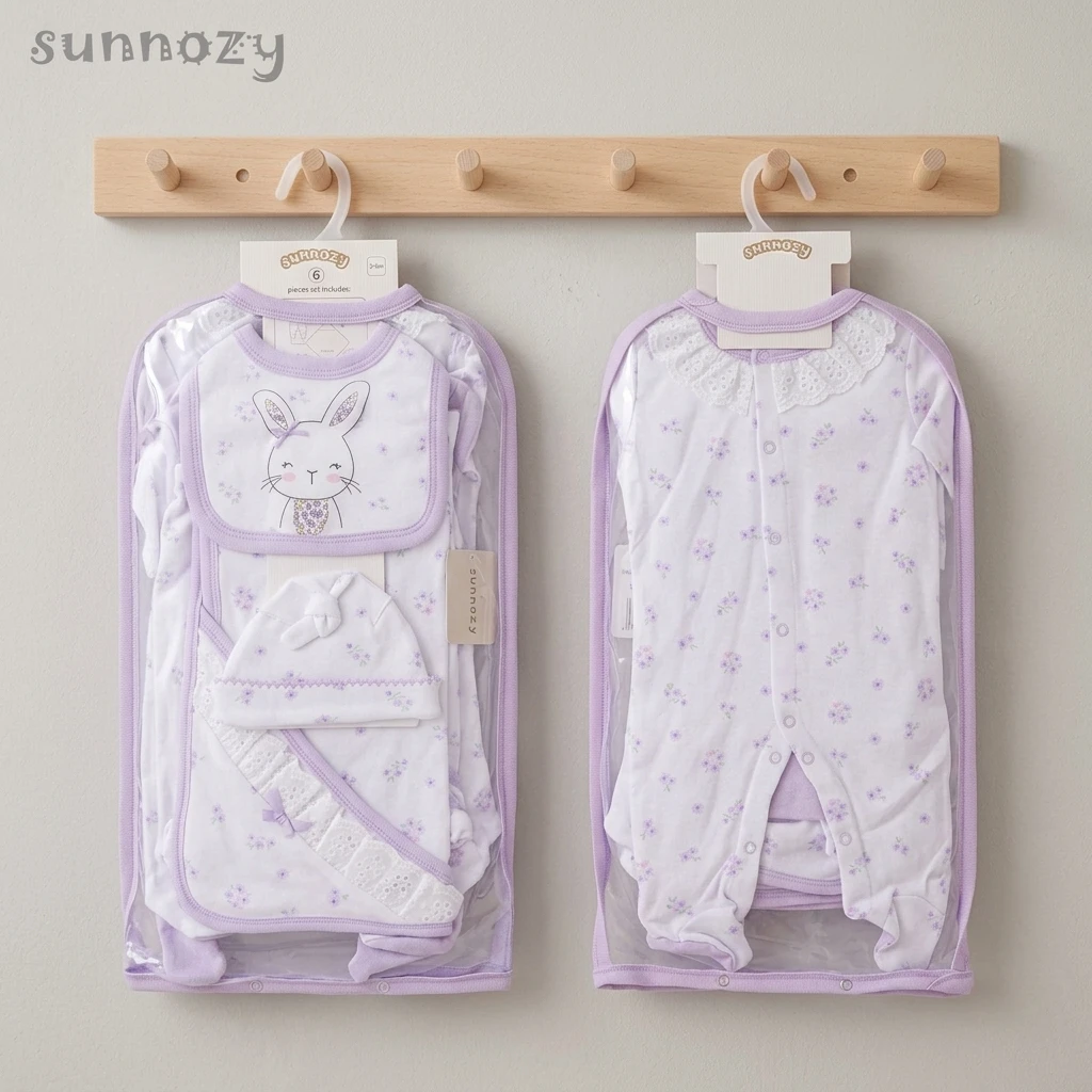 Sunnozy-6 Piece Set - purple rabbit - 0-3/3-6M