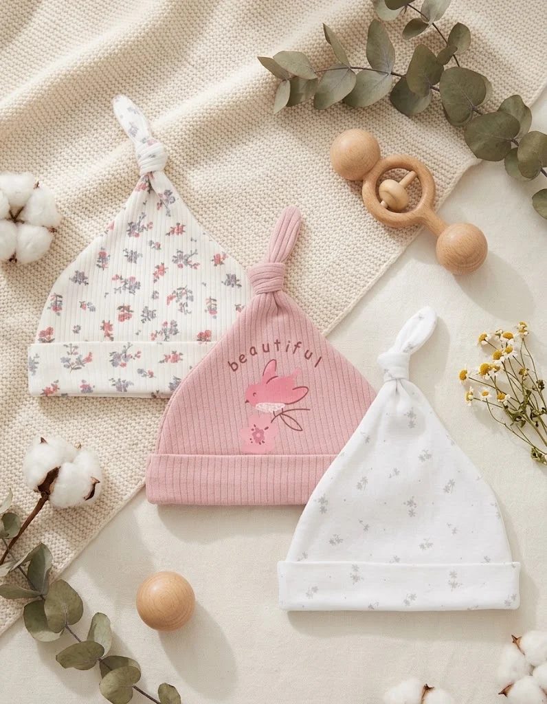 Sunnozy-Three piece hat - little bird flower - 0-6M