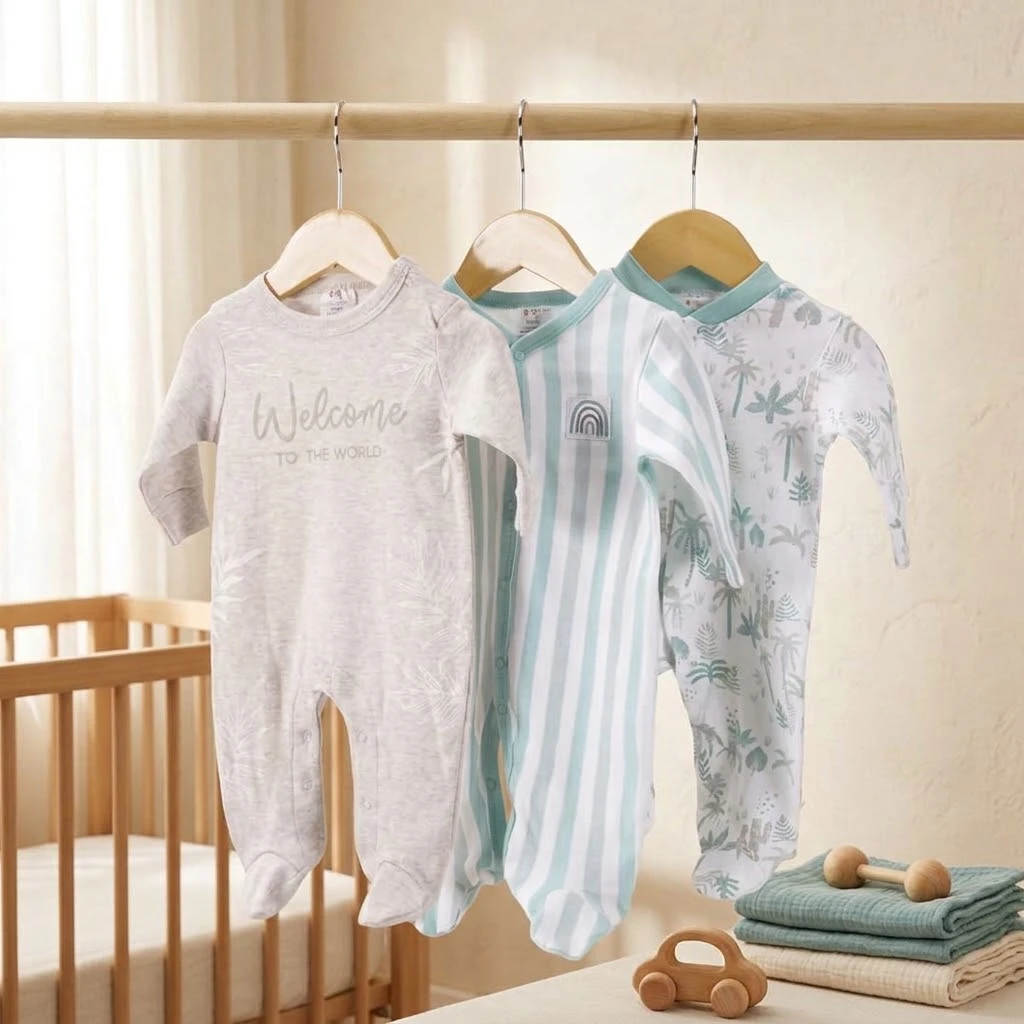 3pcs romper with sock - Summer Forest - 6-9M