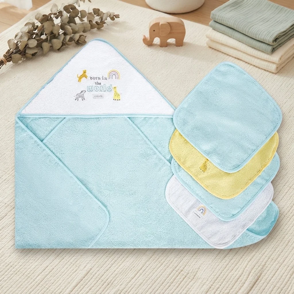 Sunnozy-1+4Towel - rainbow giraffe - 76\*76CM+25\*25cm
