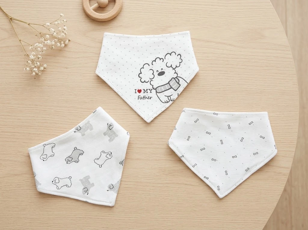 Sunnozy-3Pcs 3Angle Saliva Acarf - cute puppy - 0m+