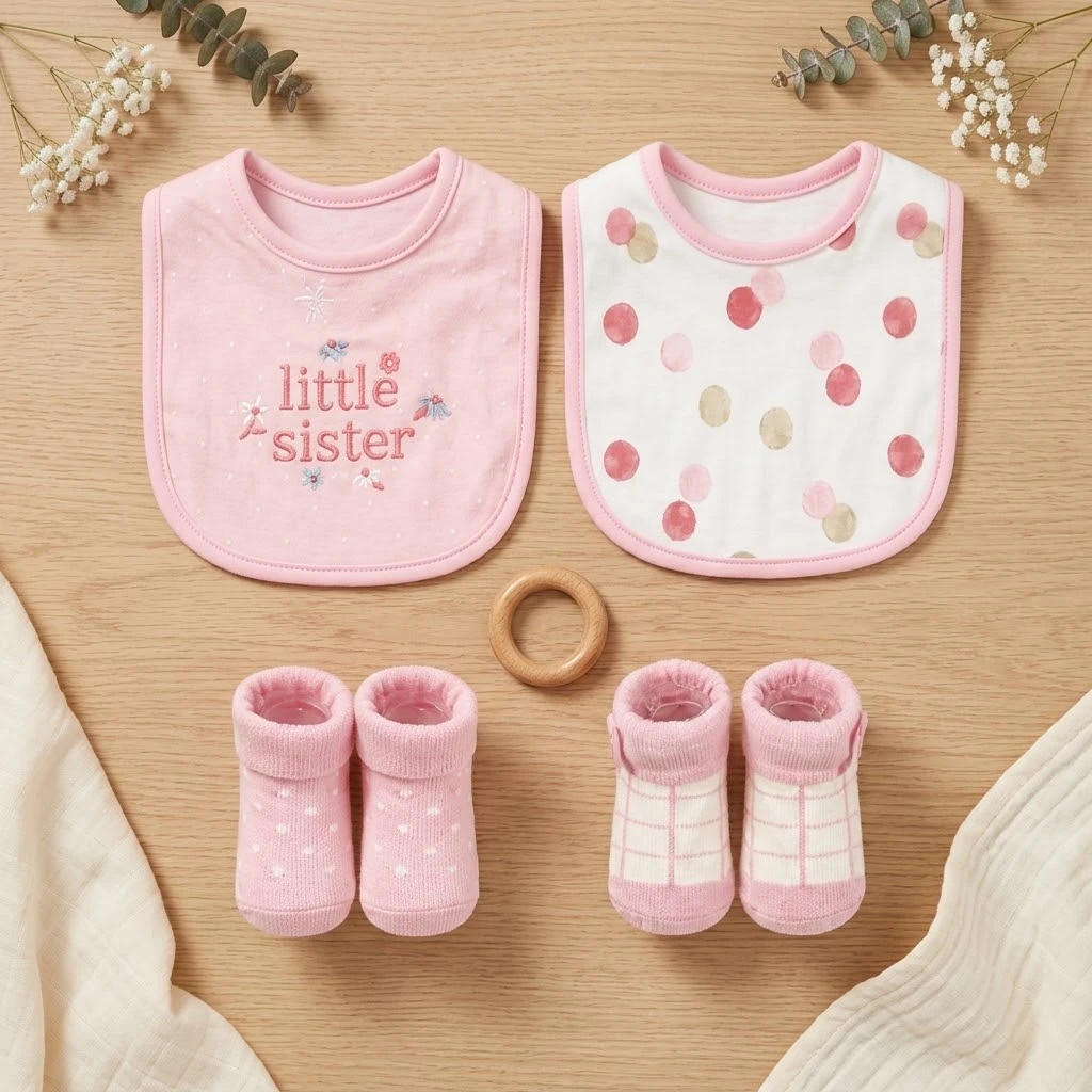 Sunnozy-2set socks+2pcs bibs - Little Sister - 0-6M