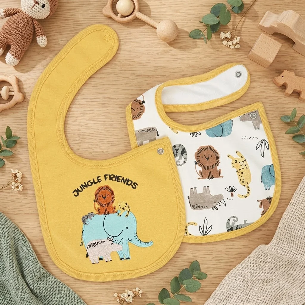 Sunnozy-2PCS BIBS - Animal friends - 0-12m