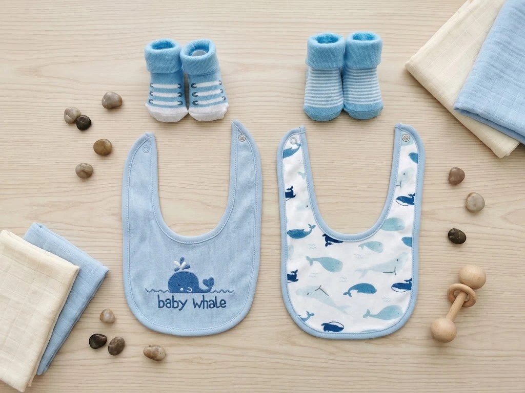Sunnozy-2set socks+2pcs bibs - whale - 0-6M