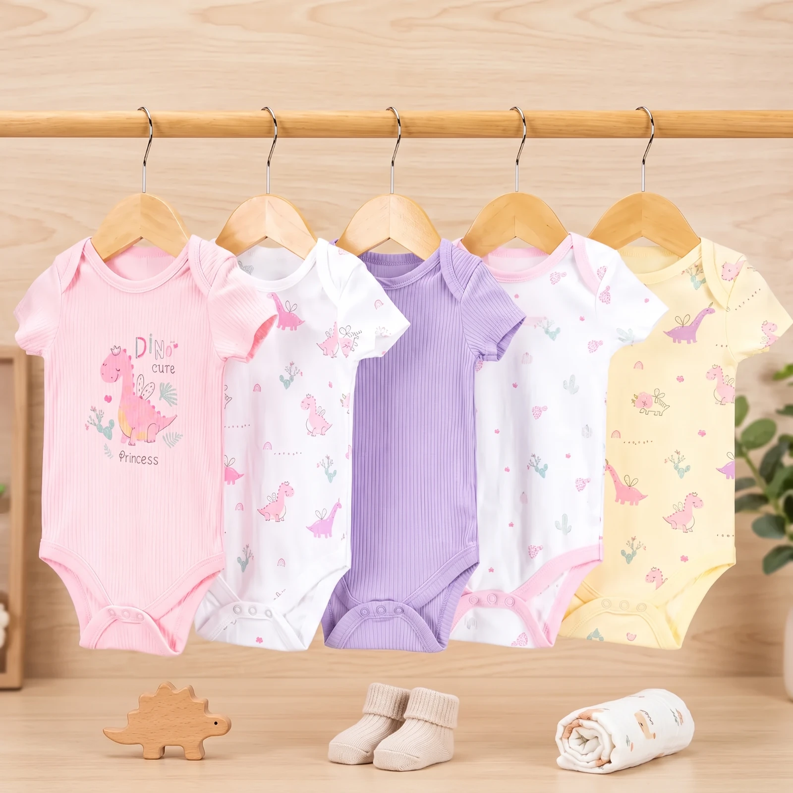 Sunnozy-5 In 1 Bodysuit - Angel dinosaur - 0-3/3-6/6-9M
