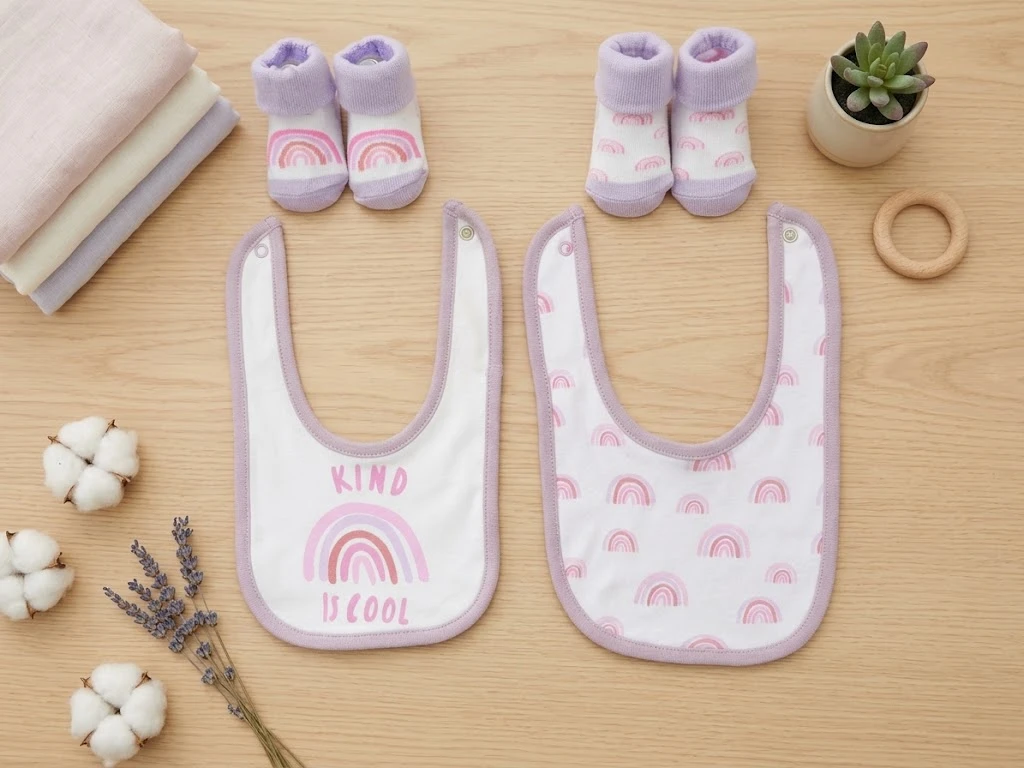 Sunnozy-2set socks+2pcs bibs - rainbow - 0-6M